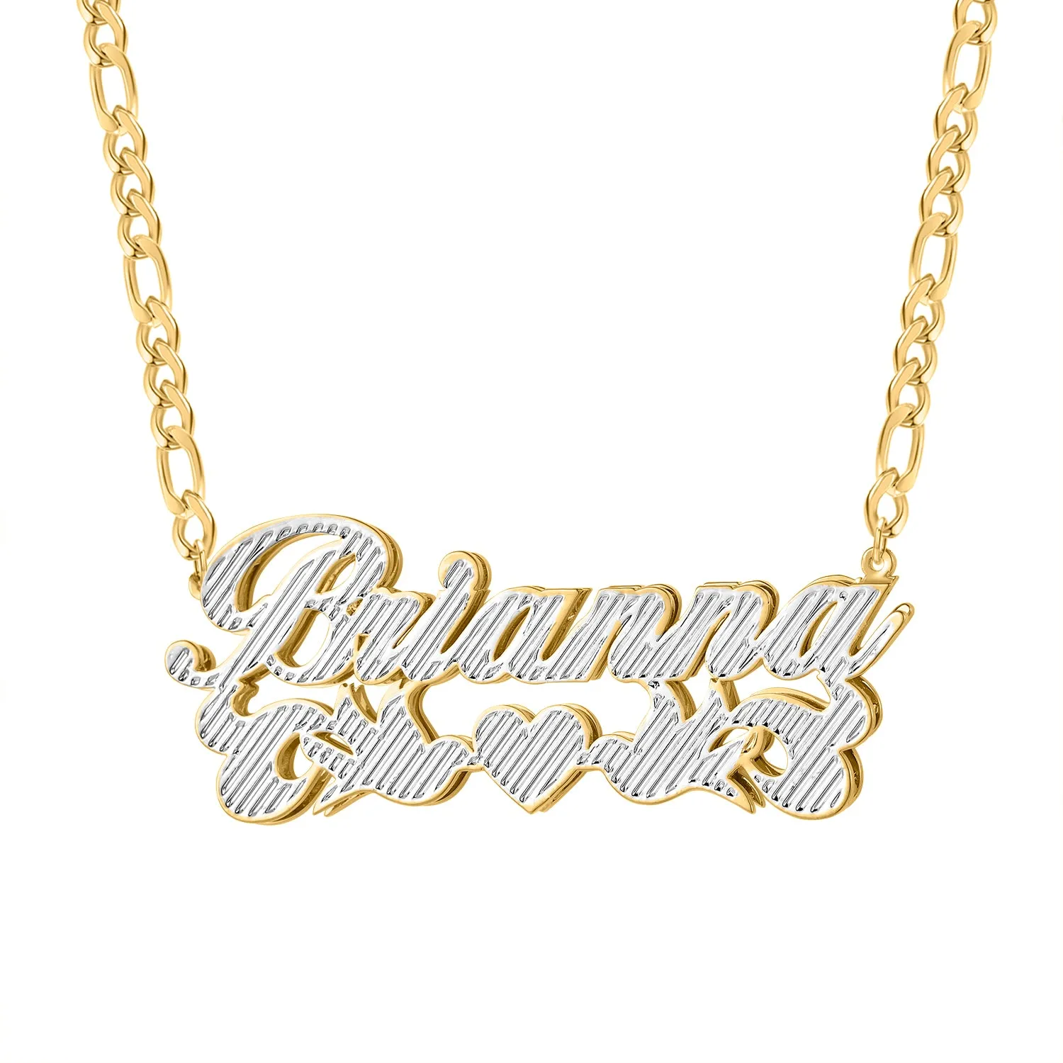 Double Plate Two Tone Name Necklace QN431