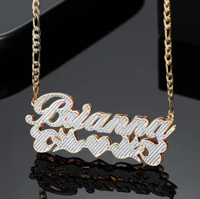 Double Plate Two Tone Name Necklace QN431