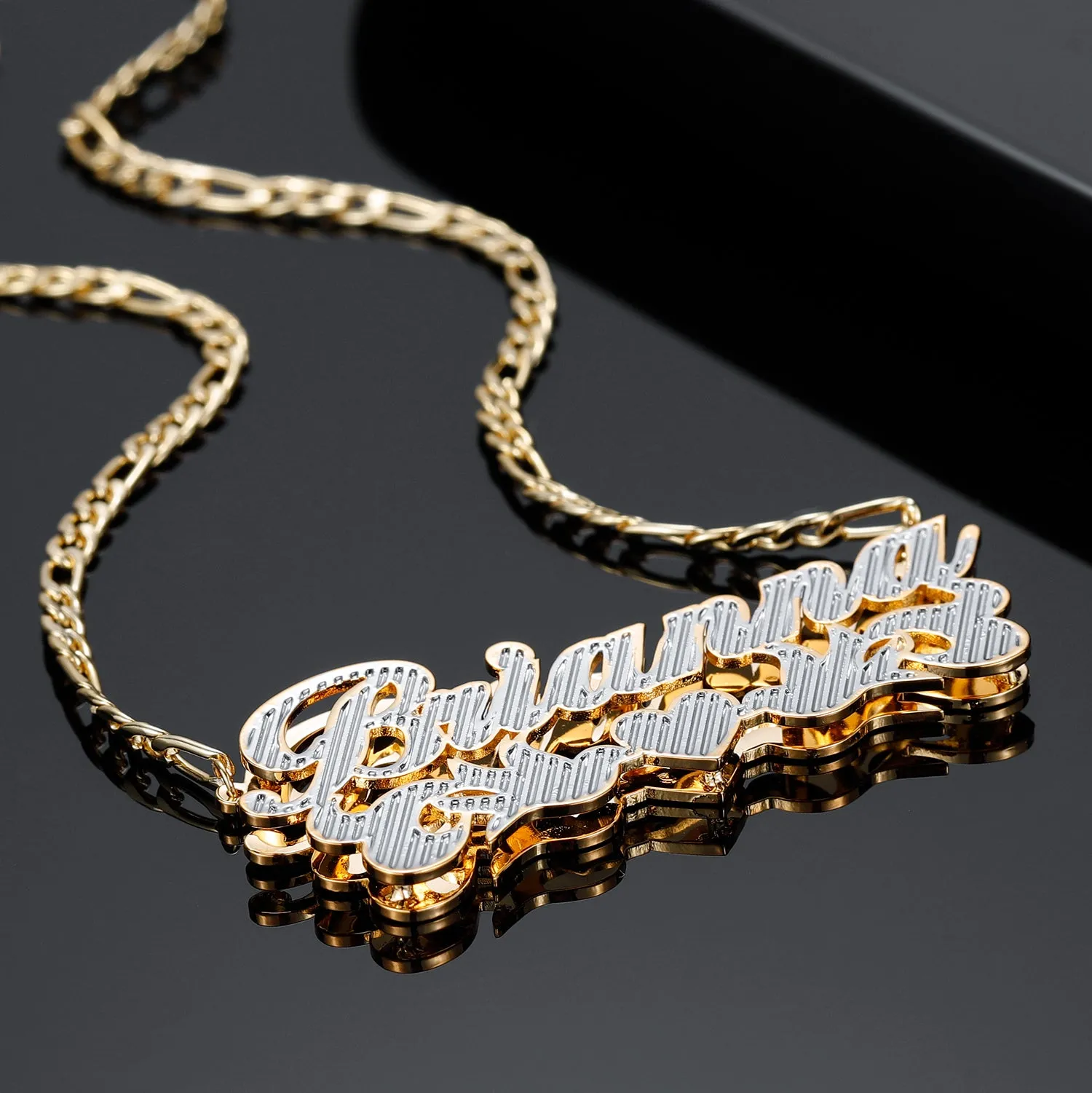 Double Plate Two Tone Name Necklace QN431