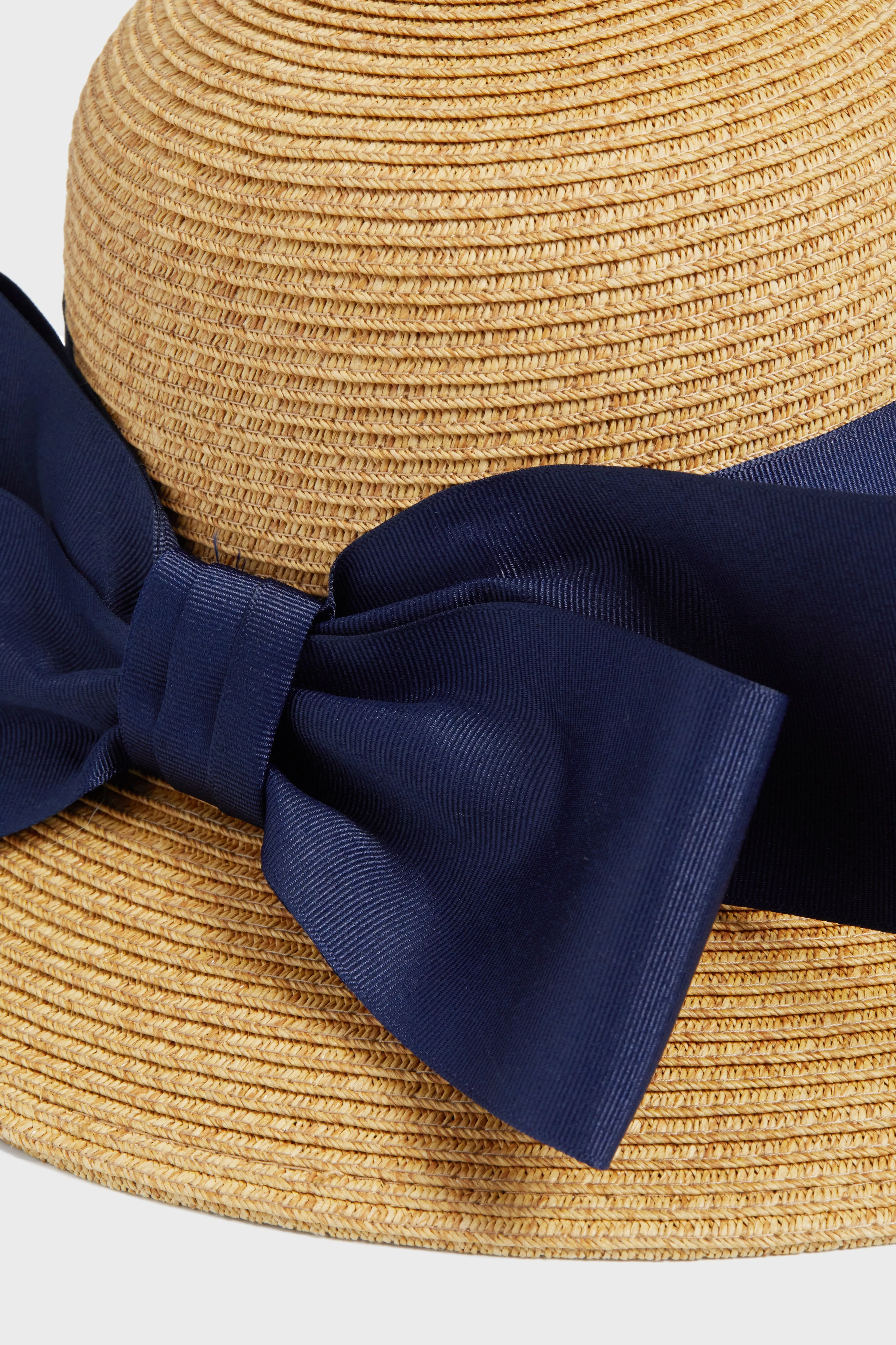 Exclusive Navy Packable Wide Bow Sunhat