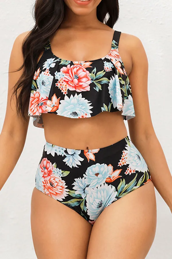 Floral Print High Waist  Pretty Beach Bikini