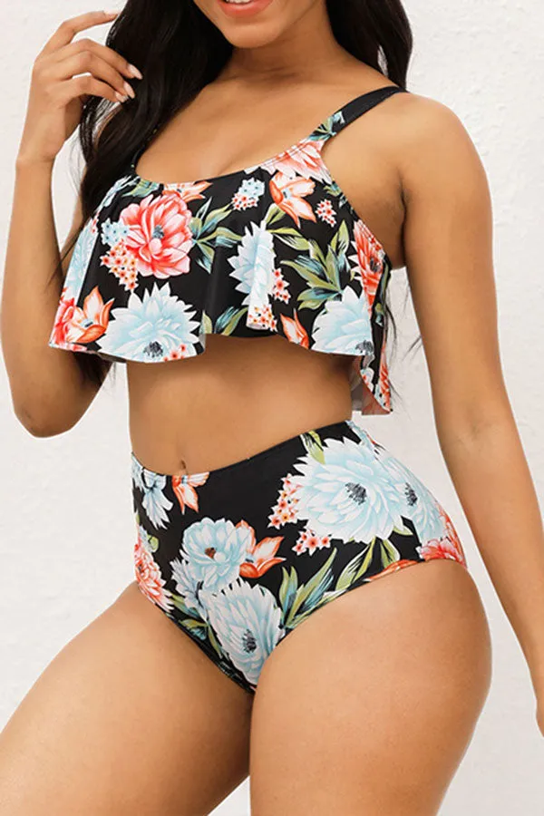 Floral Print High Waist  Pretty Beach Bikini