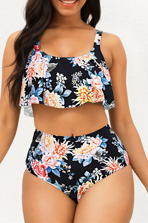 Floral Print High Waist  Pretty Beach Bikini