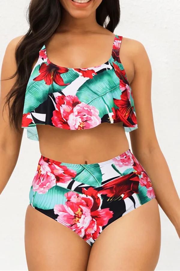 Floral Print High Waist  Pretty Beach Bikini