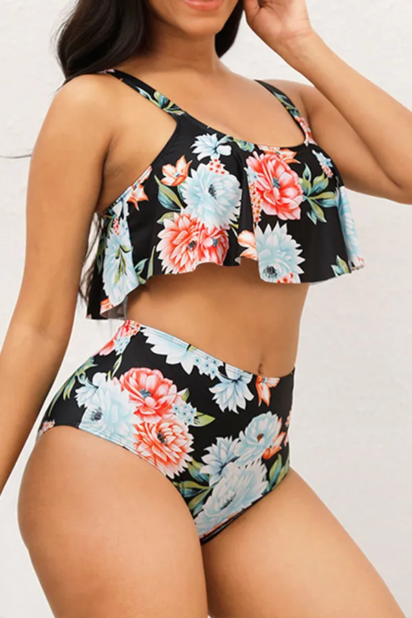 Floral Print High Waist  Pretty Beach Bikini