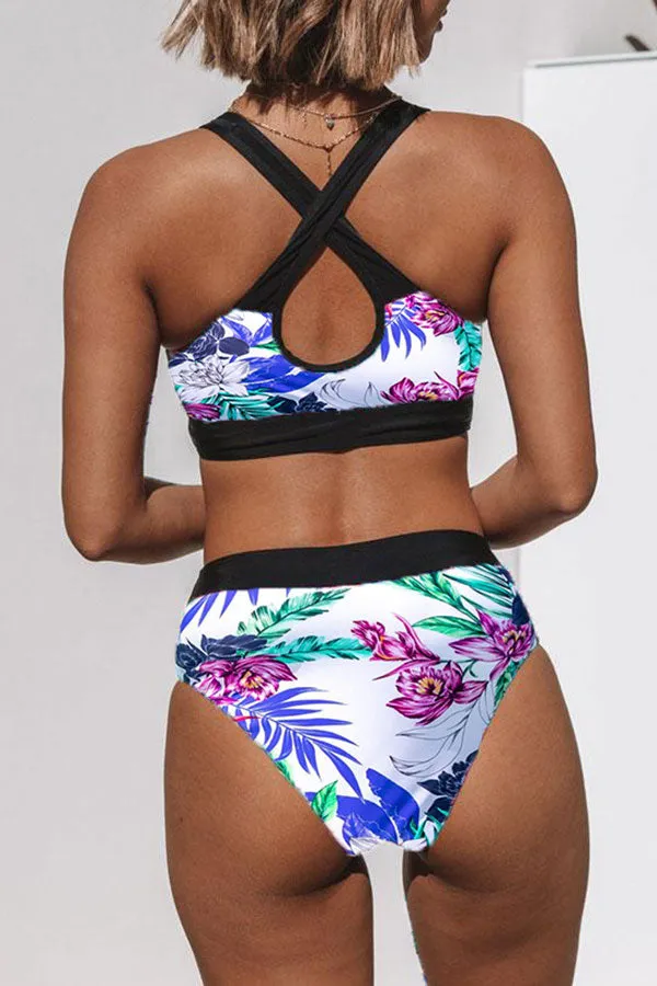Floral Print On-trend Cross Over Bikini