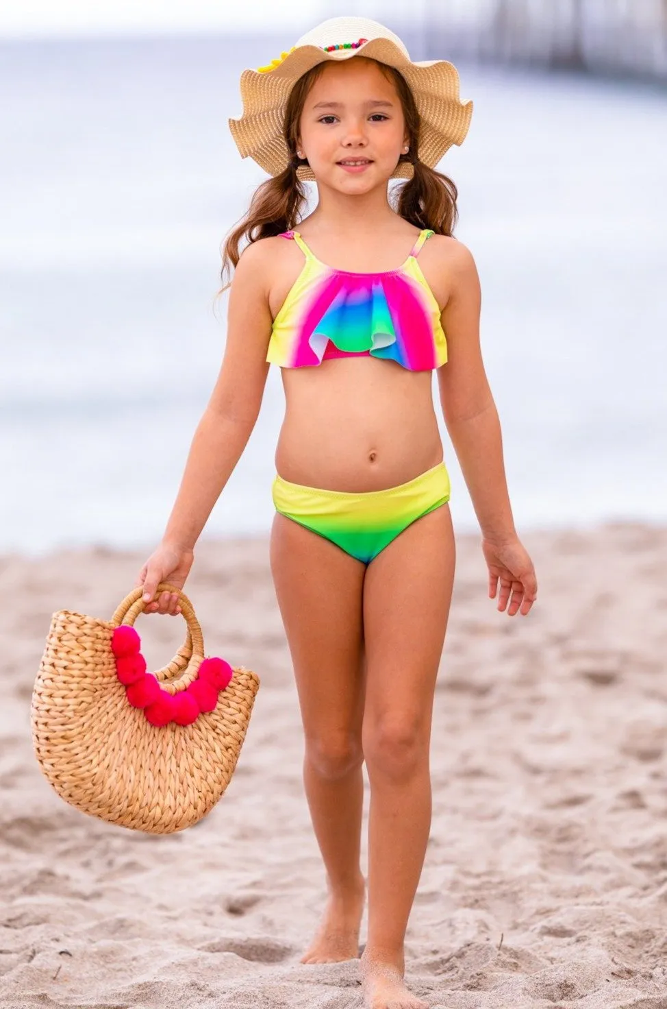Girls Bright As the Sun Two Piece Swimsuit