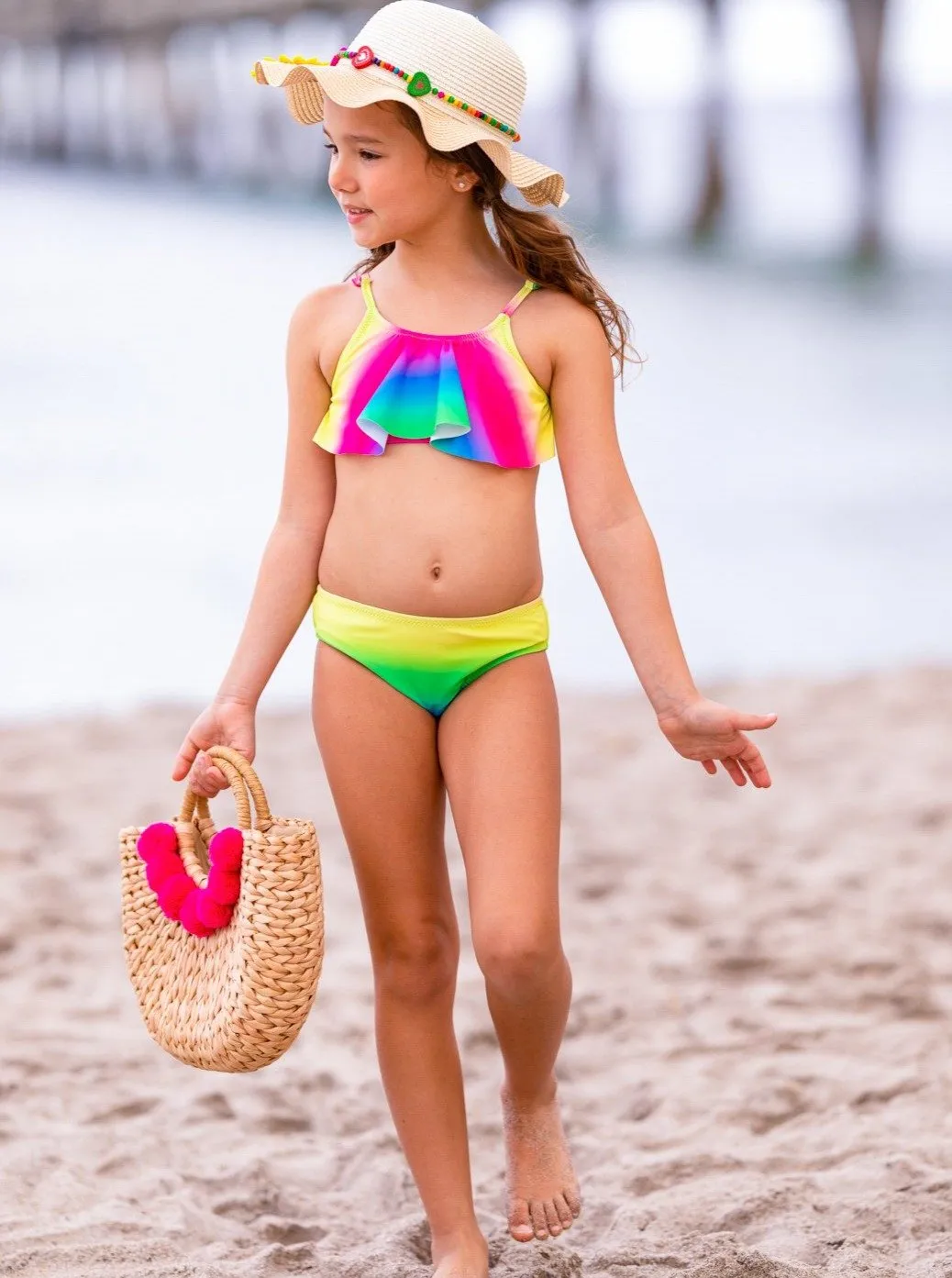 Girls Bright As the Sun Two Piece Swimsuit