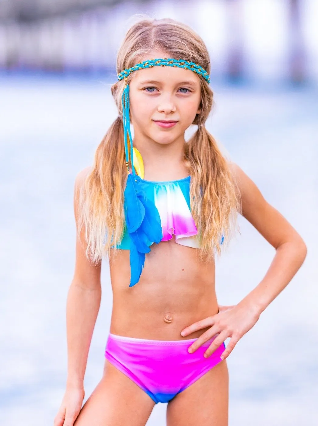 Girls Bright As the Sun Two Piece Swimsuit
