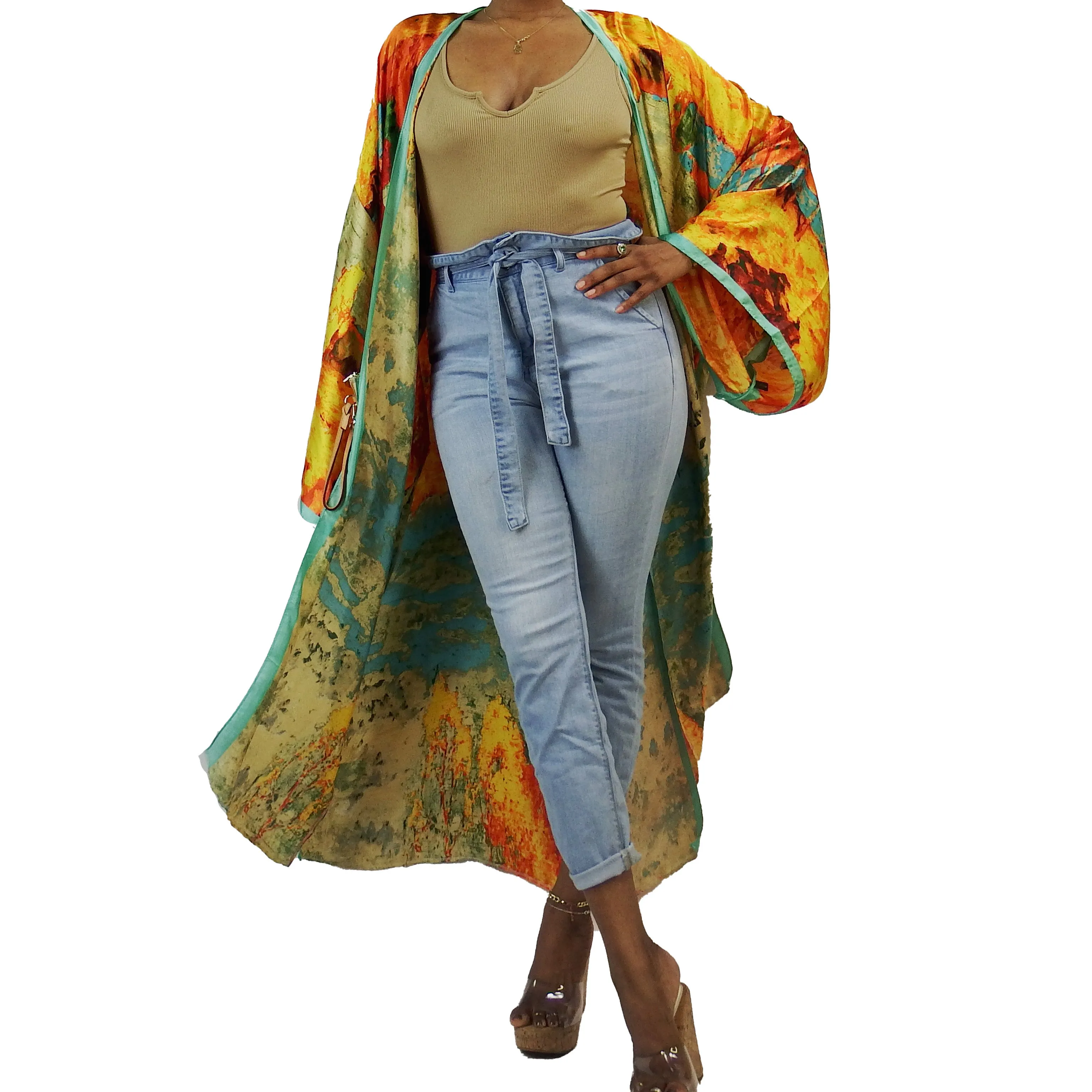 Glowed Up | Kimono Duster (Open Front) | Floor Length Long Robe