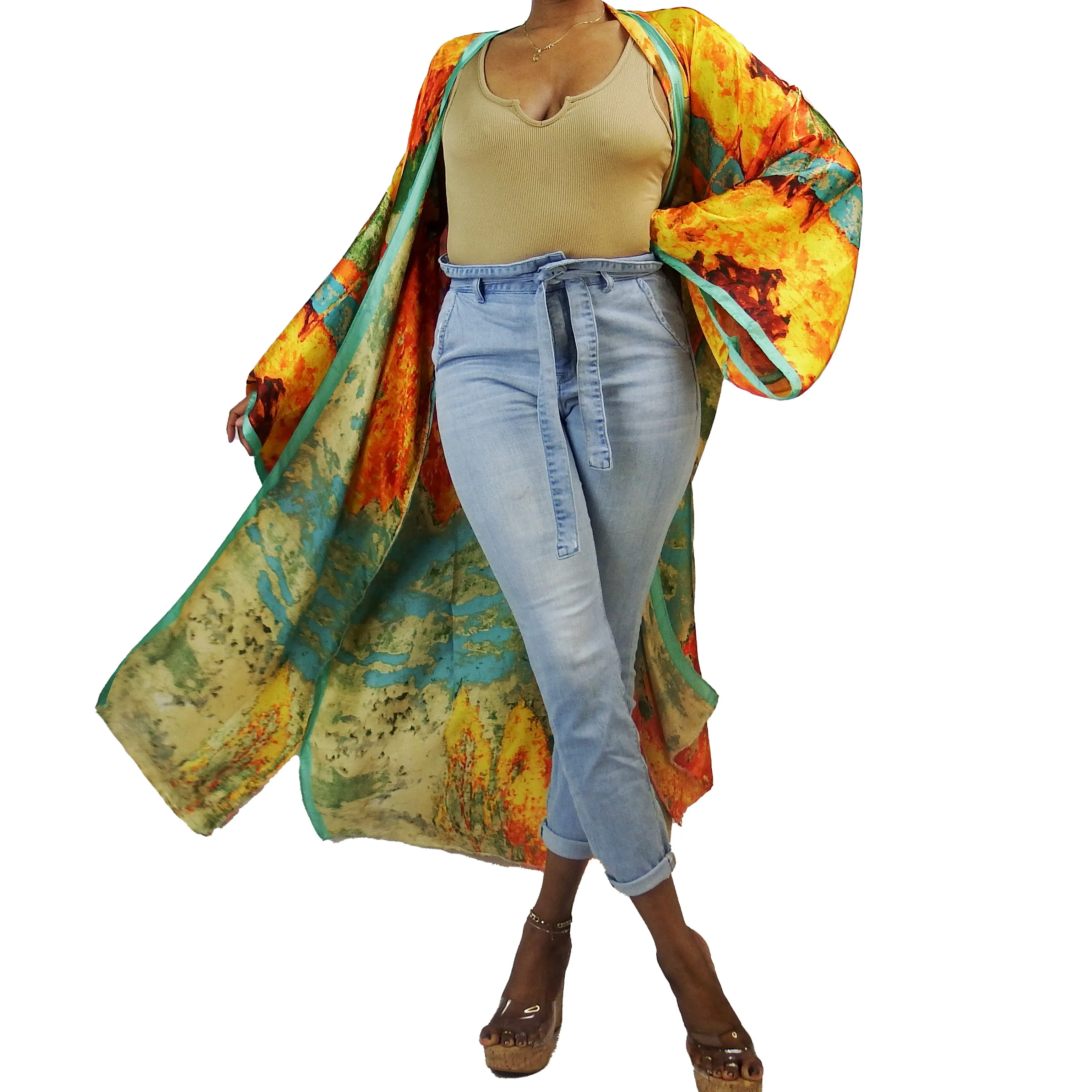Glowed Up | Kimono Duster (Open Front) | Floor Length Long Robe