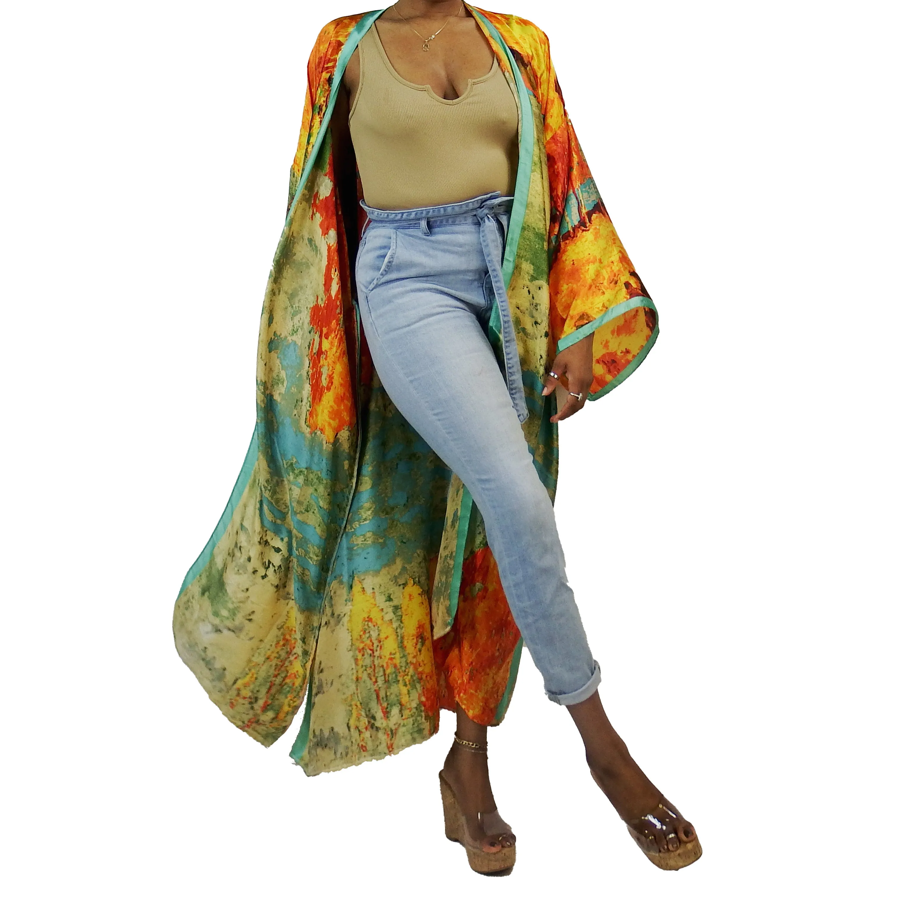Glowed Up | Kimono Duster (Open Front) | Floor Length Long Robe