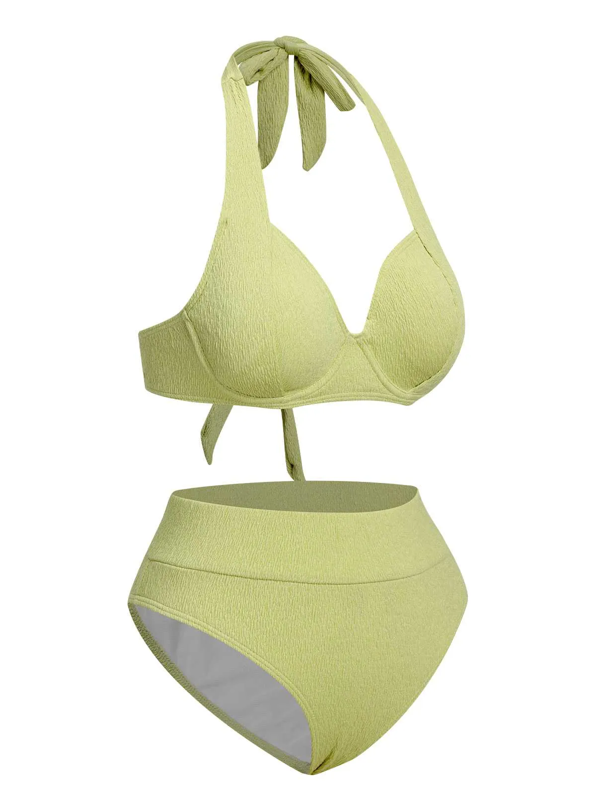 Green 1960s Halter High-Waist Swimsuit
