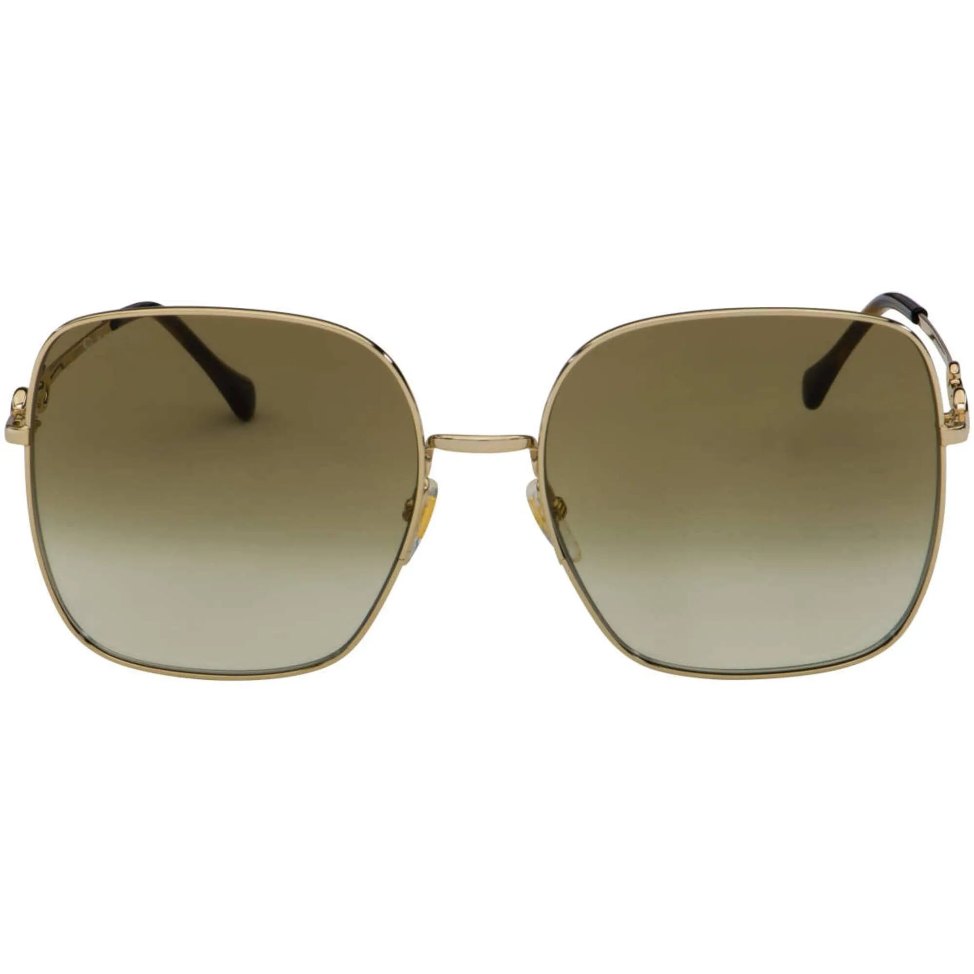 Gucci Women's Sunglasses - Gold Metal Full Rim Square Demo Lens Frame | GG0879S 002