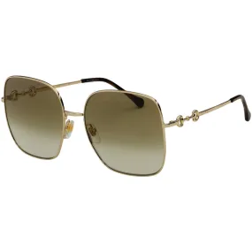 Gucci Women's Sunglasses - Gold Metal Full Rim Square Demo Lens Frame | GG0879S 002