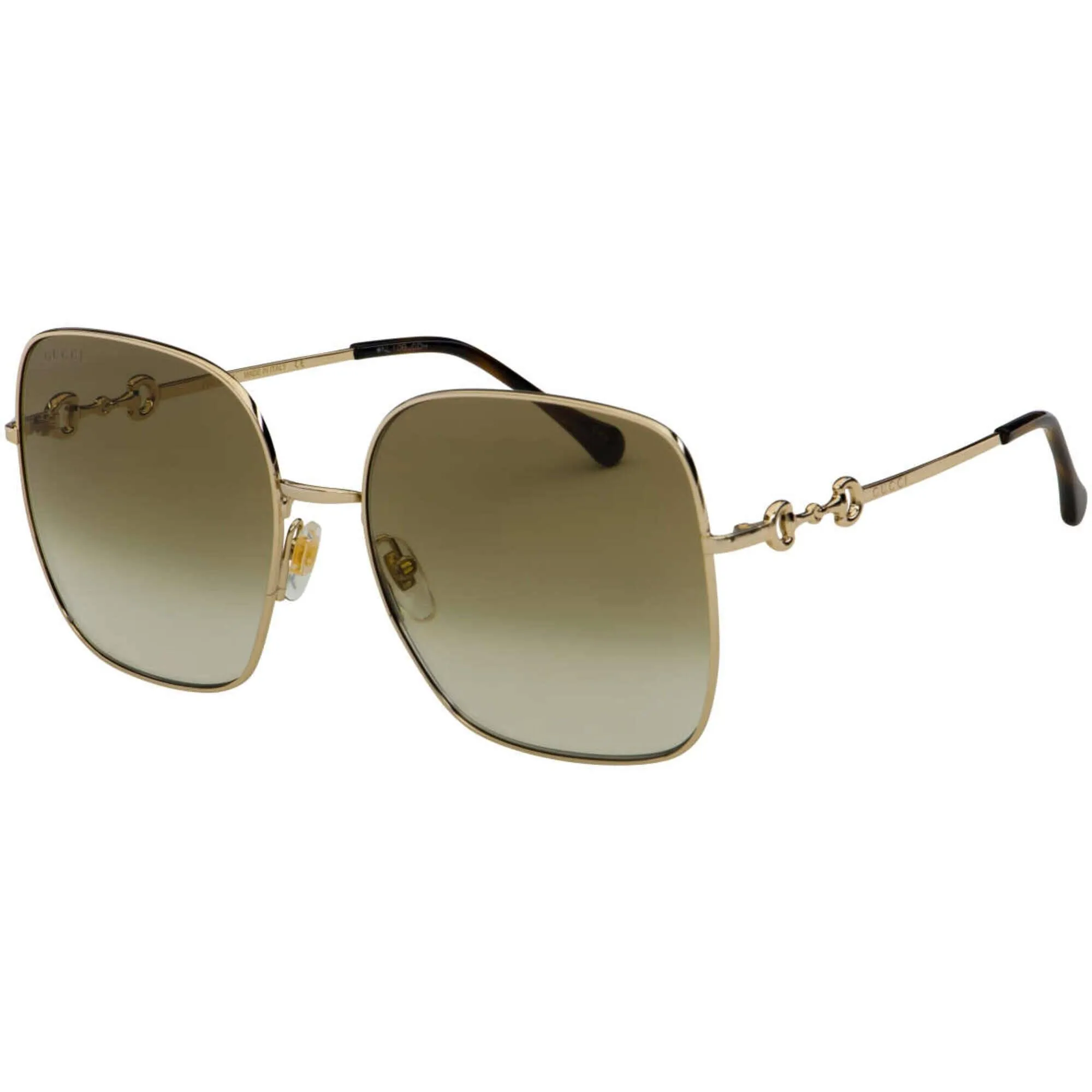 Gucci Women's Sunglasses - Gold Metal Full Rim Square Demo Lens Frame | GG0879S 002