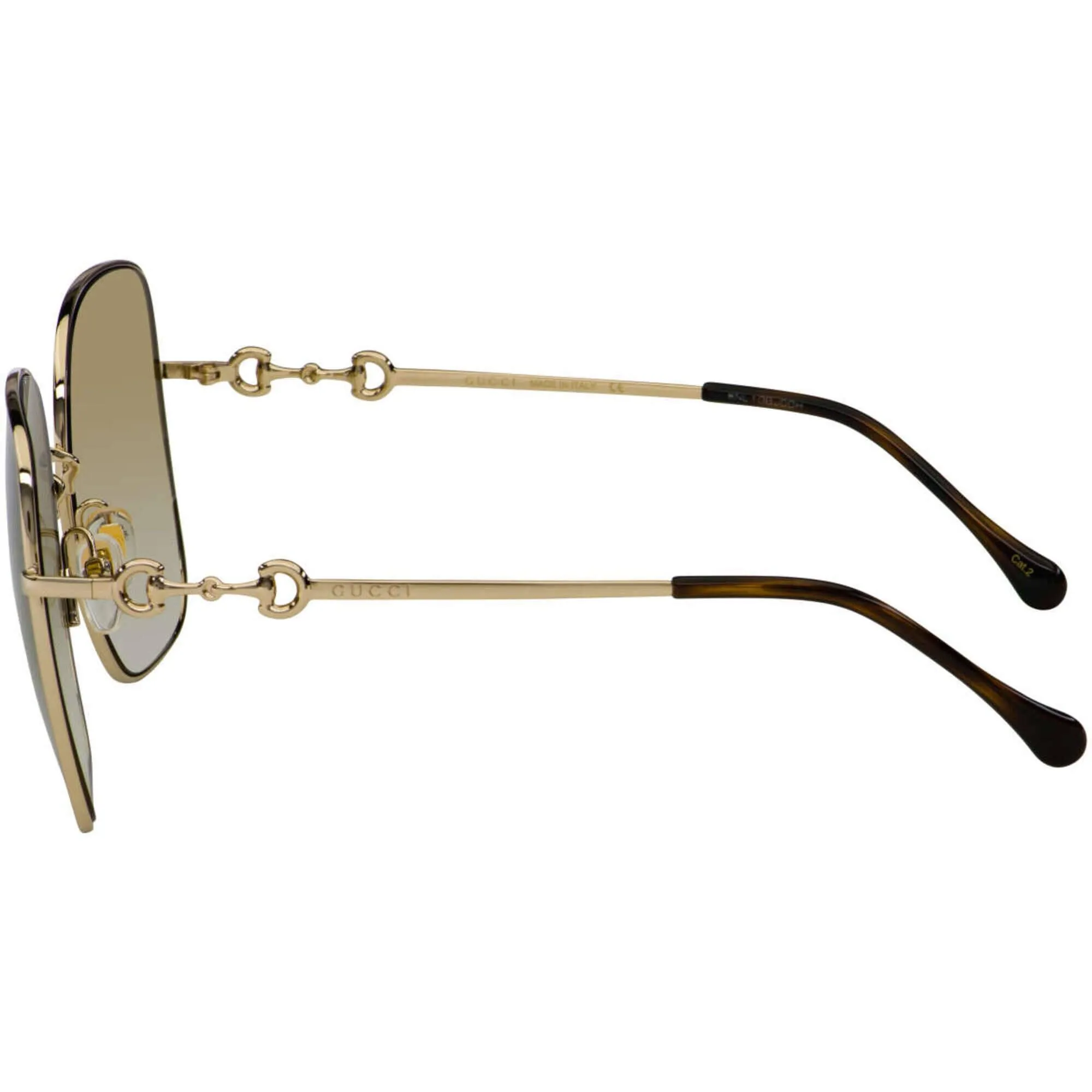 Gucci Women's Sunglasses - Gold Metal Full Rim Square Demo Lens Frame | GG0879S 002