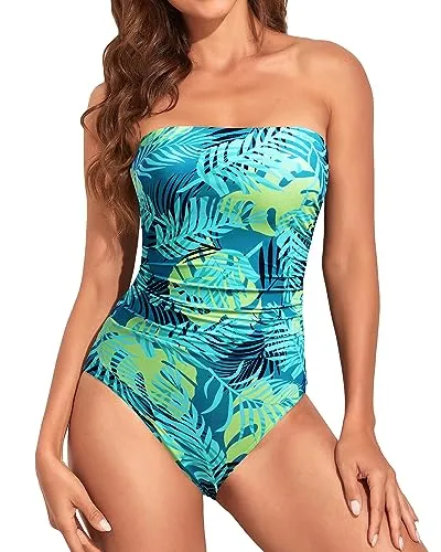 Halter Bandeau Ruched One Piece Swimsuit