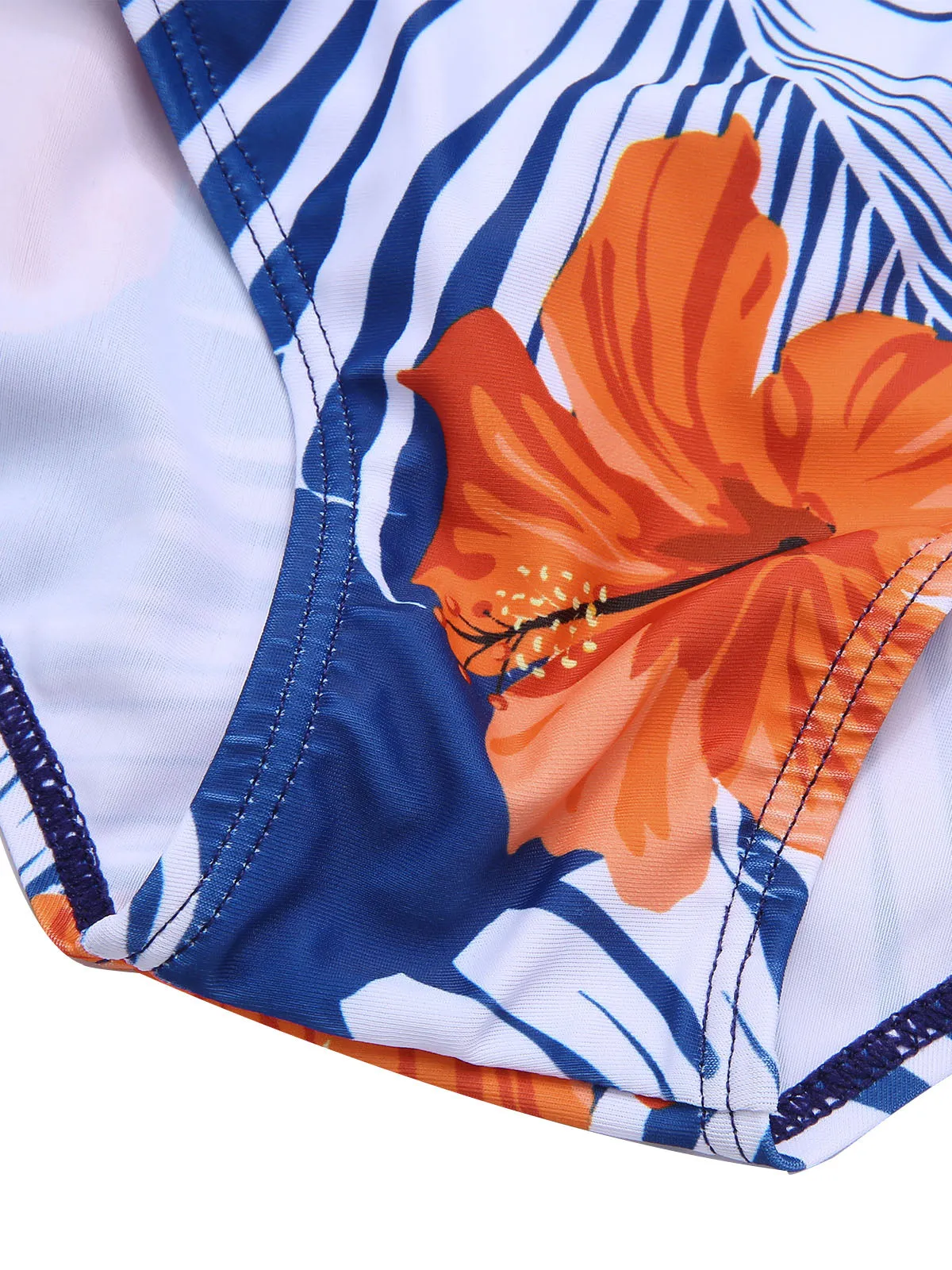 Halter Flowers Pleated Bikini Set