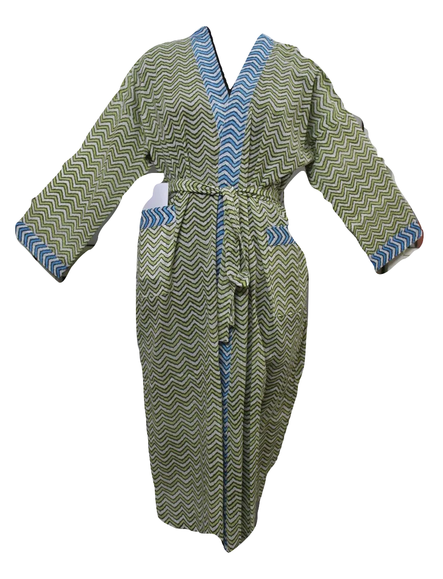 Hand Block Print 100%Cotton Kimono Bathrobe Women Floral Dress Wholesale Lot