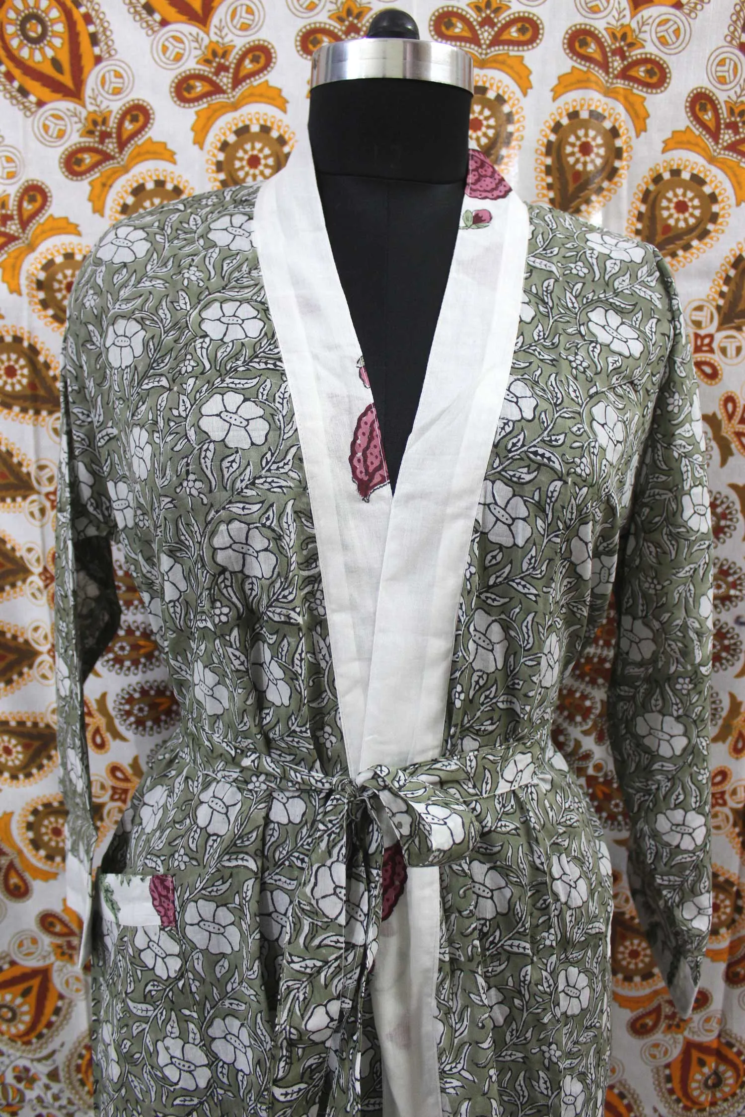 Hand Block Print 100%Cotton Kimono Bathrobe Women Floral Dress Wholesale Lot
