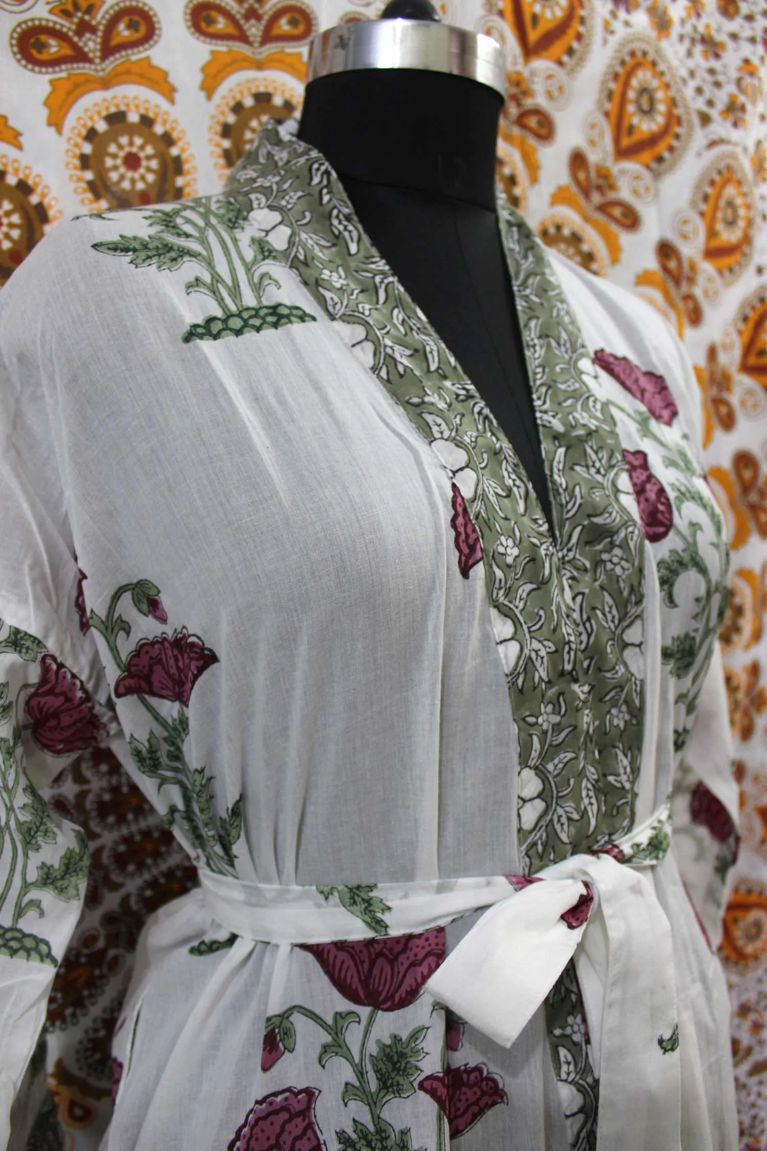 Hand Block Print 100%Cotton Kimono Bathrobe Women Floral Dress Wholesale Lot