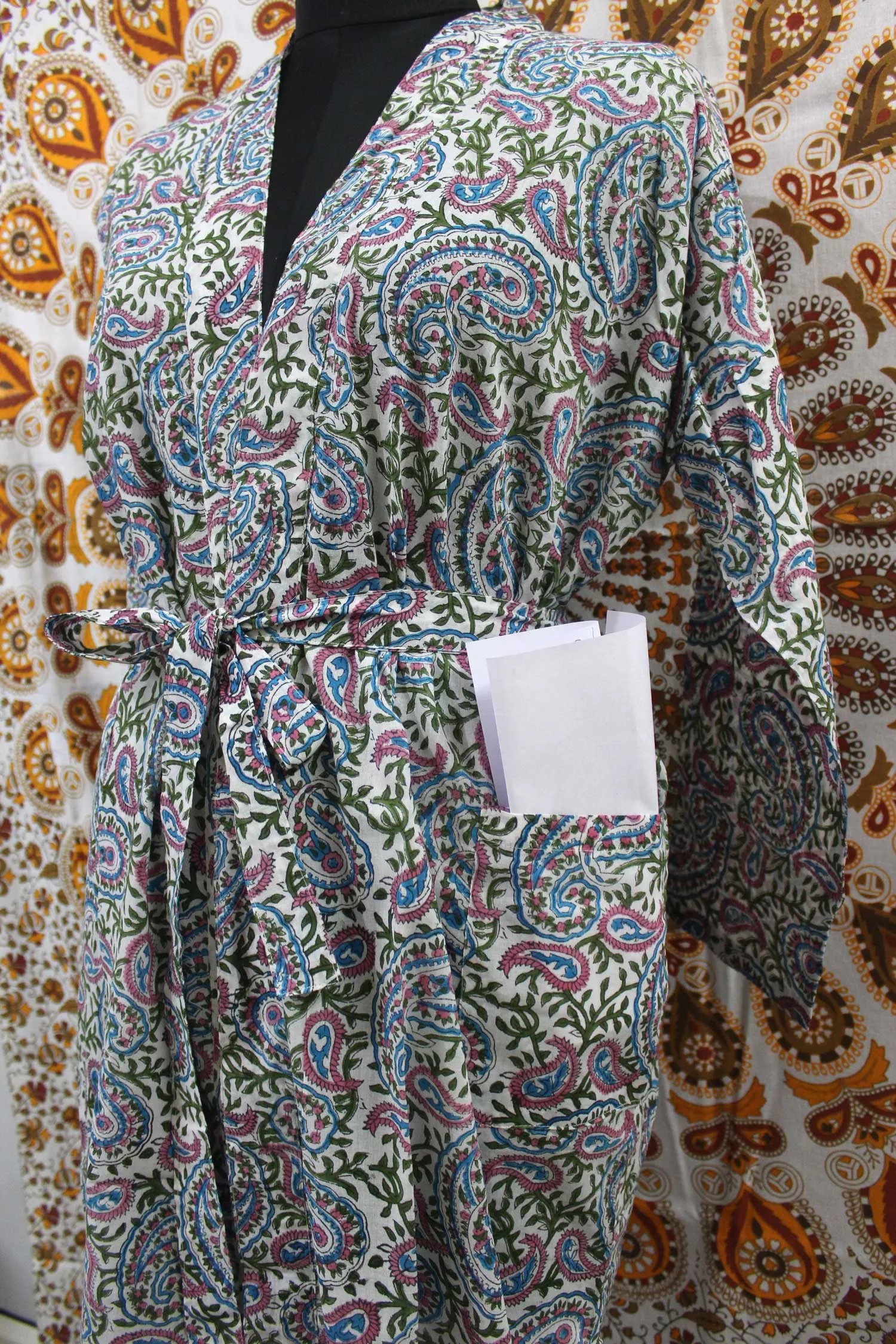 Hand Block Print 100%Cotton Kimono Bathrobe Women Floral Dress Wholesale Lot