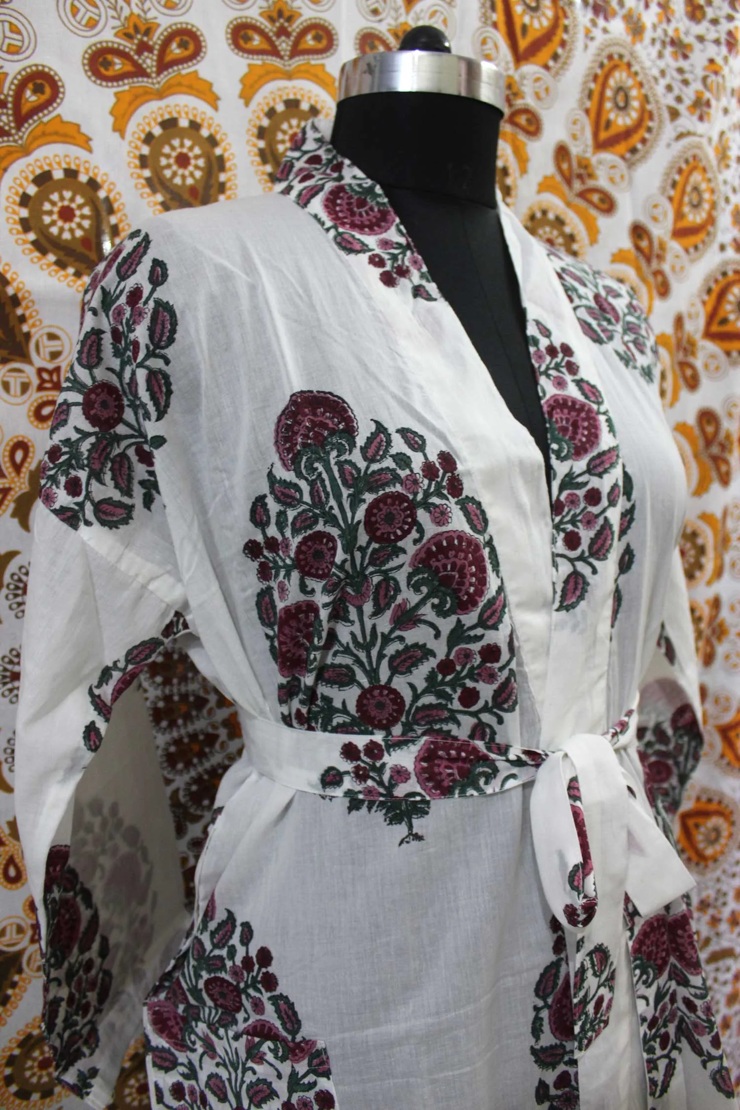 Hand Block Print 100%Cotton Kimono Bathrobe Women Floral Dress Wholesale Lot