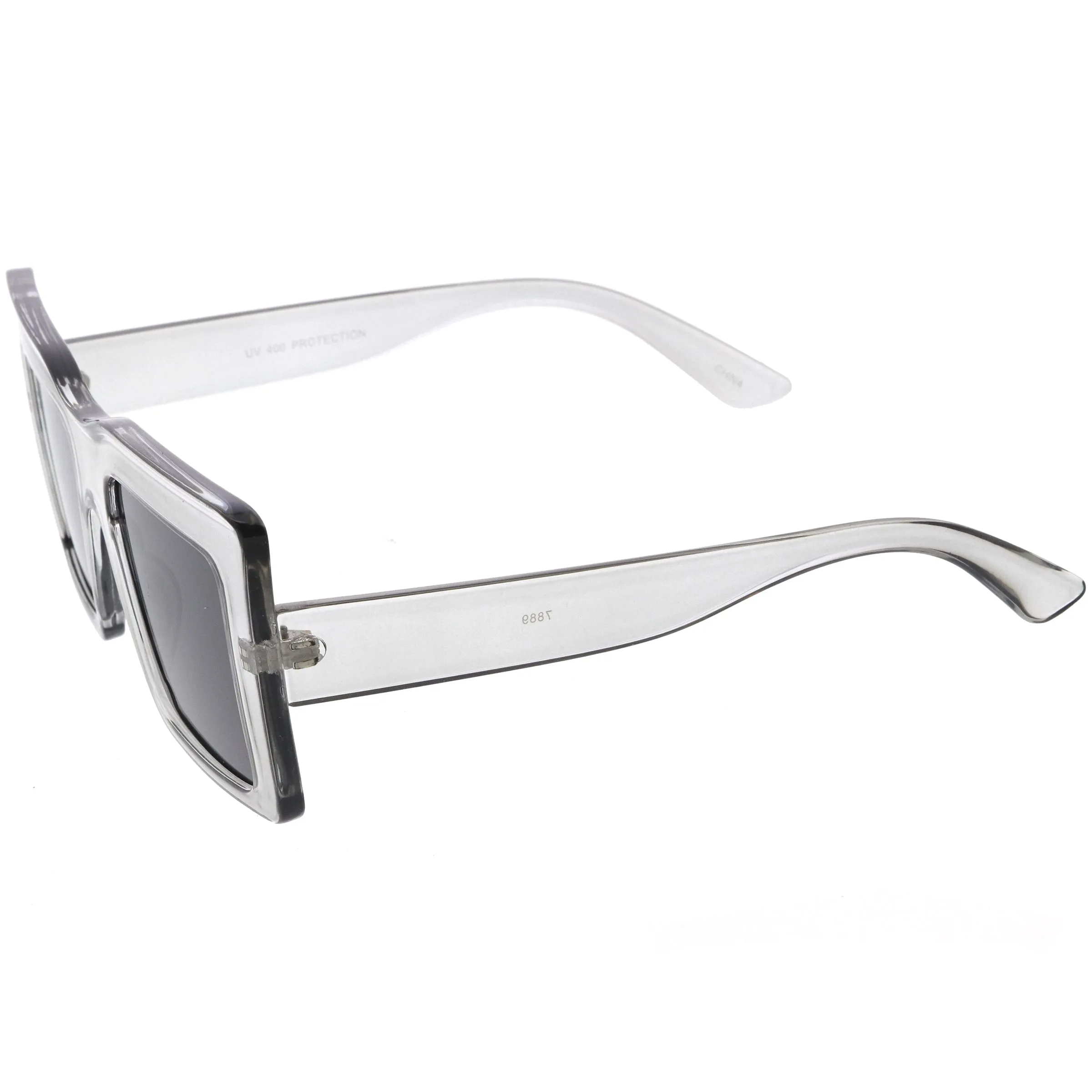 High Fashion Thick Rimmed Neutral Colored Square Sunglasses D102