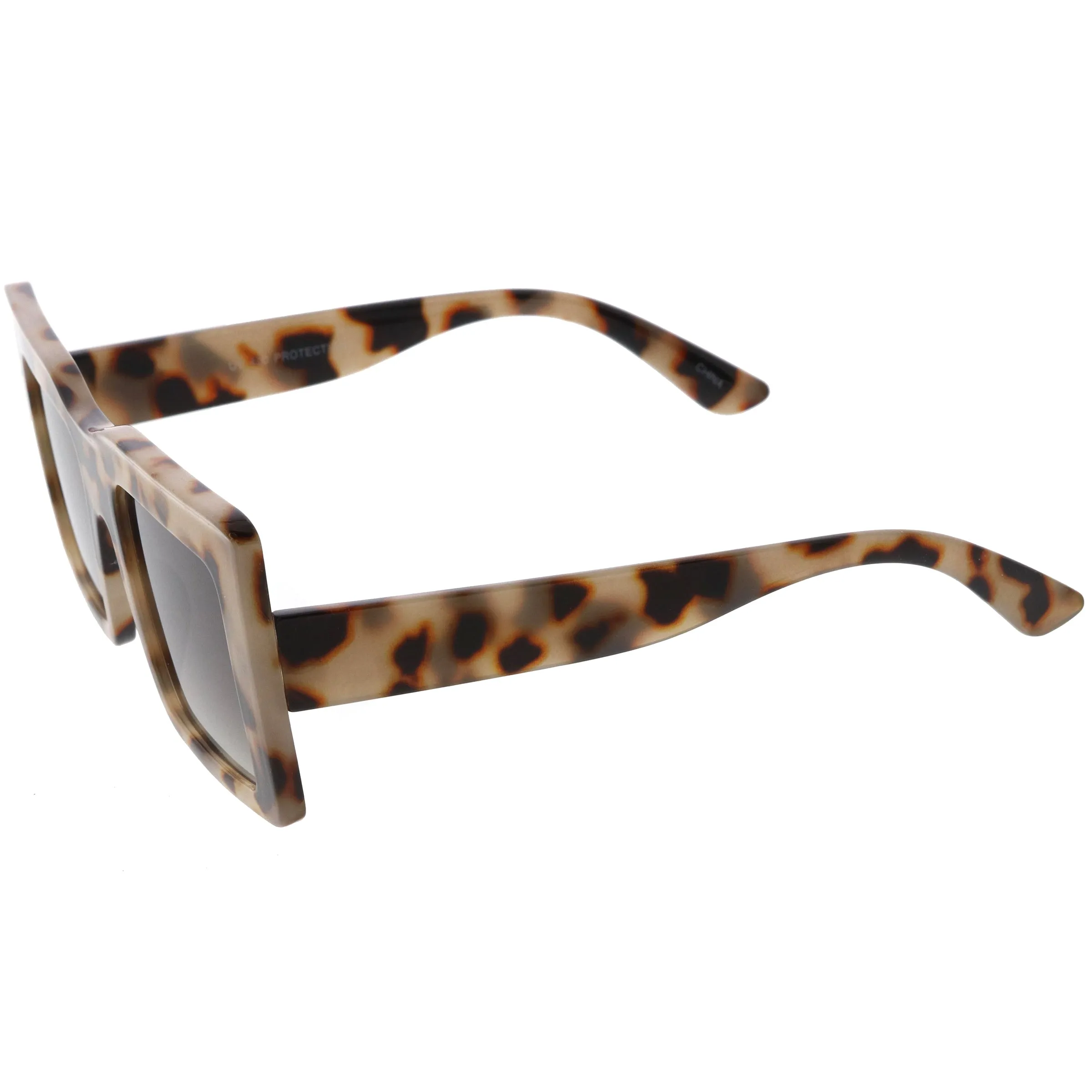 High Fashion Thick Rimmed Neutral Colored Square Sunglasses D102