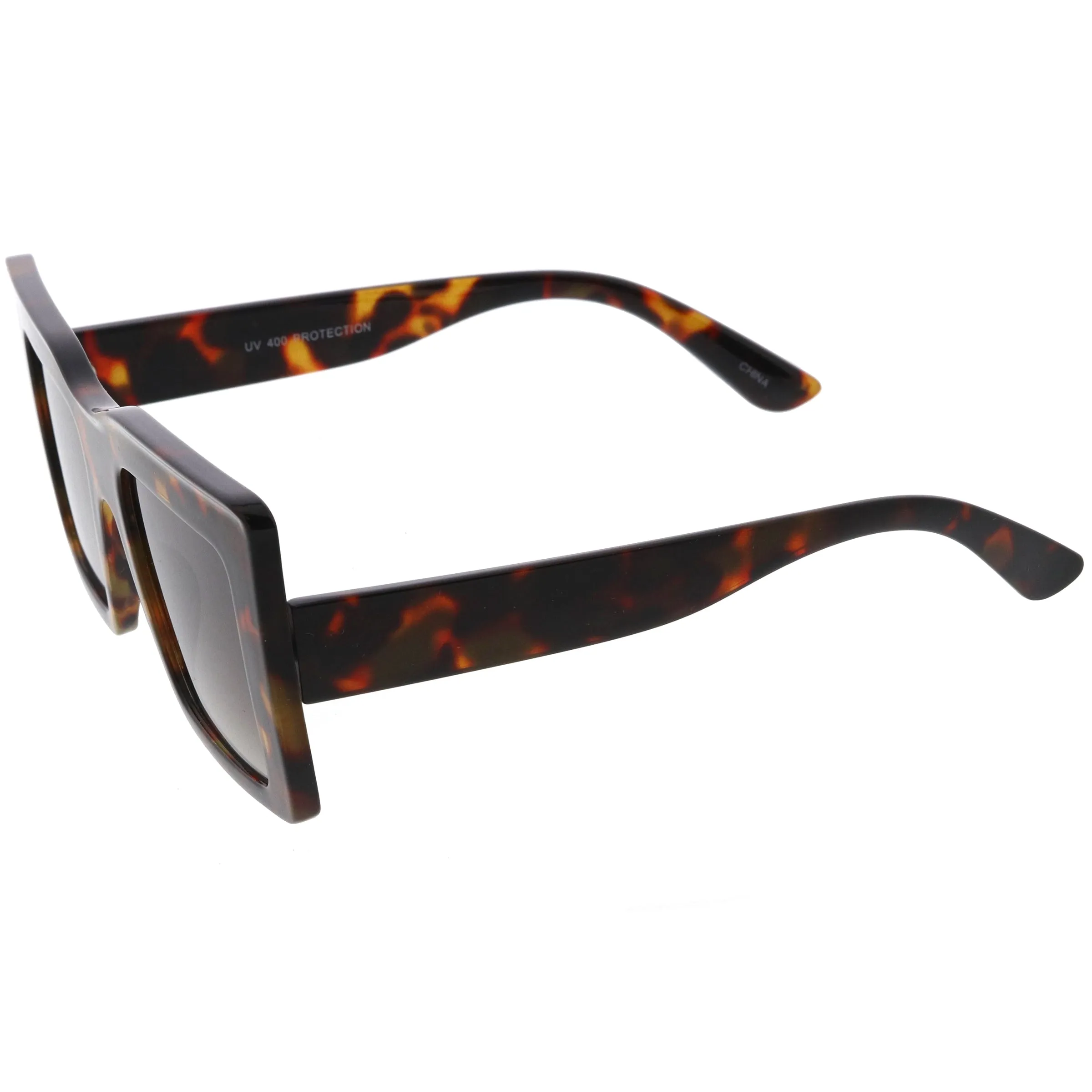 High Fashion Thick Rimmed Neutral Colored Square Sunglasses D102