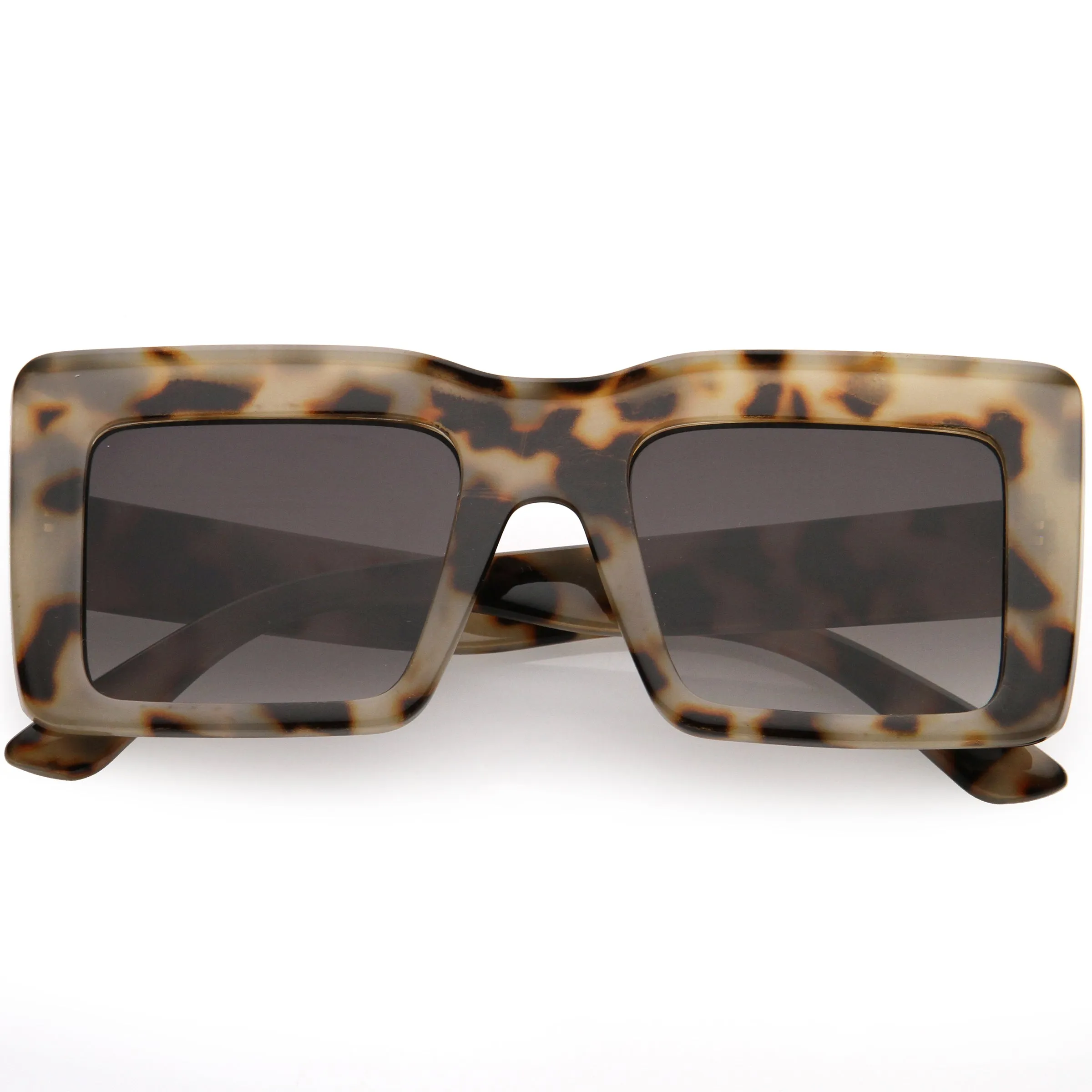 High Fashion Thick Rimmed Neutral Colored Square Sunglasses D102