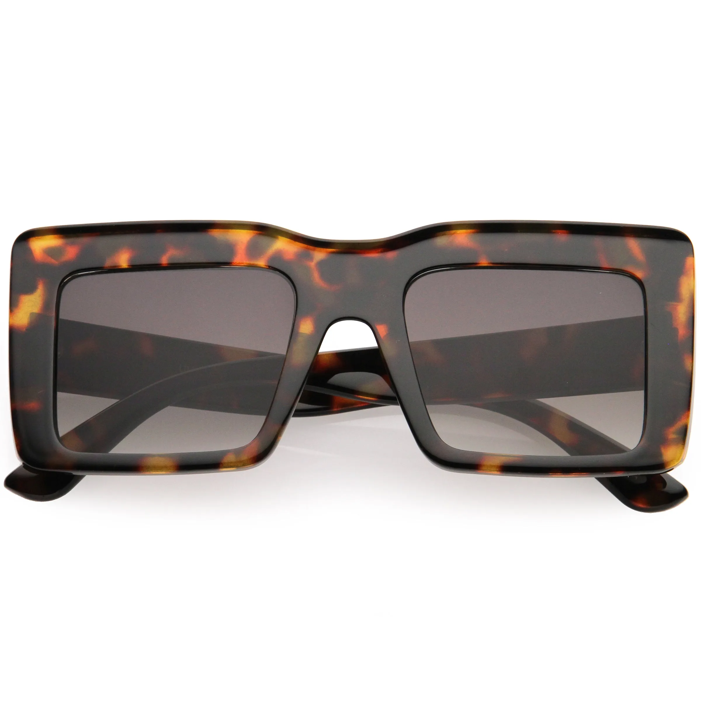 High Fashion Thick Rimmed Neutral Colored Square Sunglasses D102