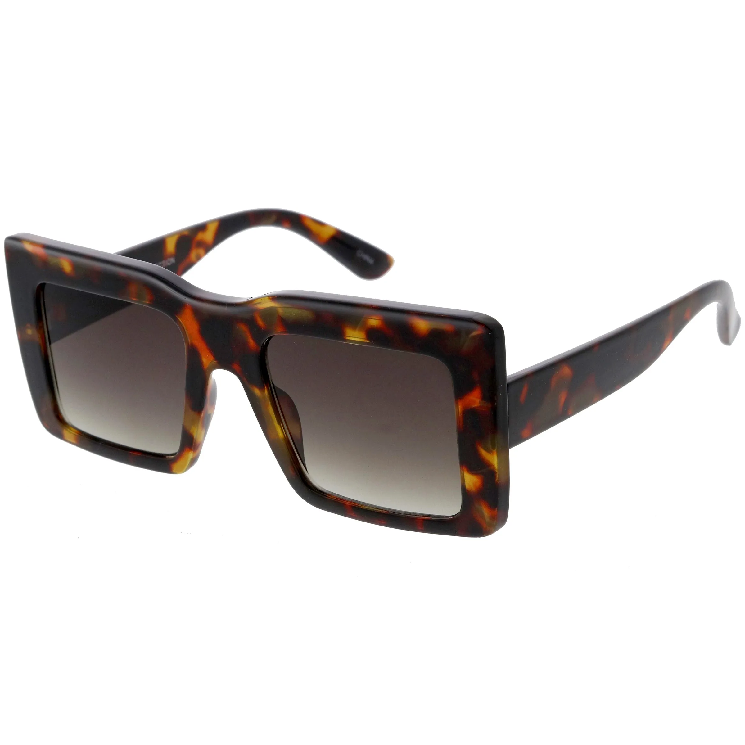High Fashion Thick Rimmed Neutral Colored Square Sunglasses D102