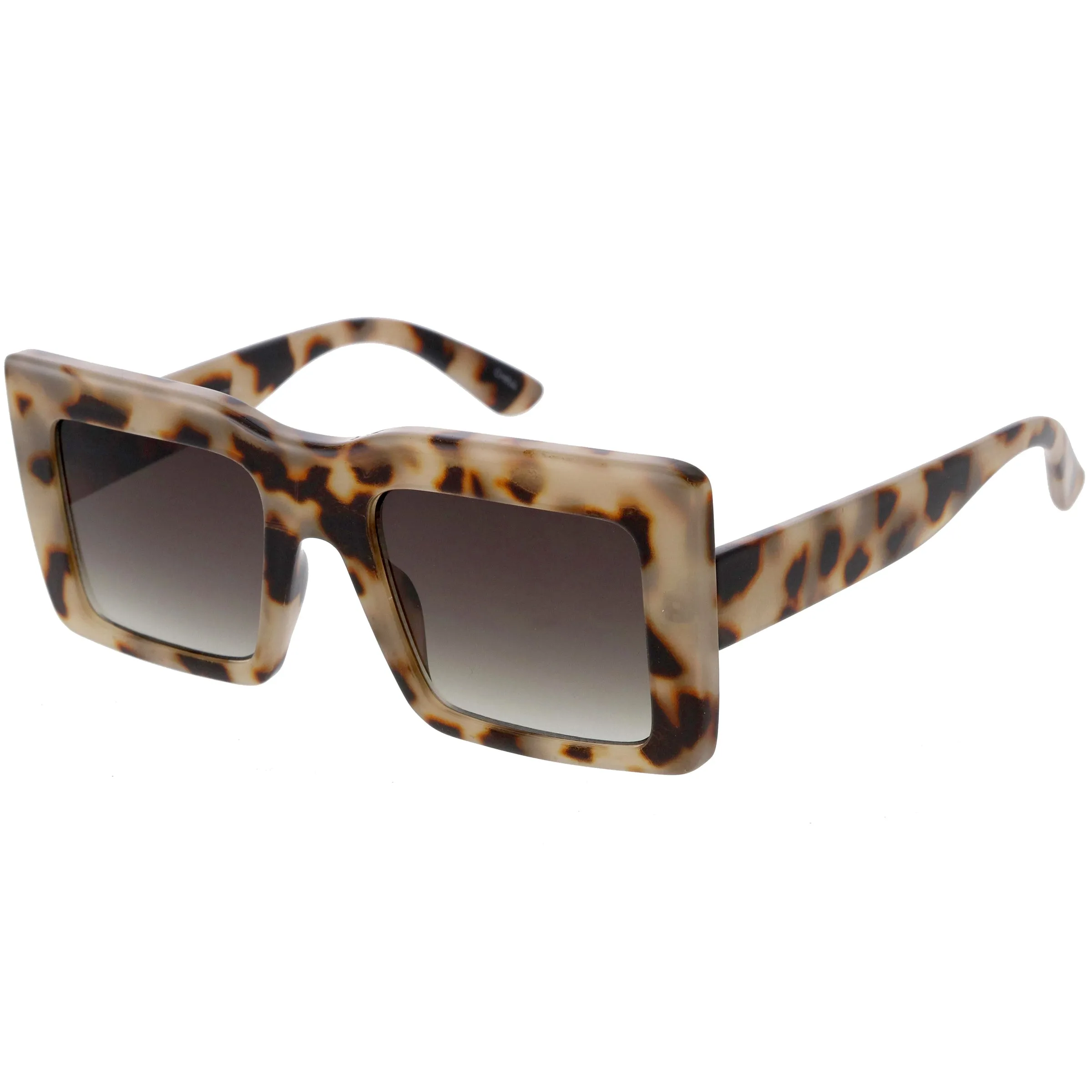 High Fashion Thick Rimmed Neutral Colored Square Sunglasses D102