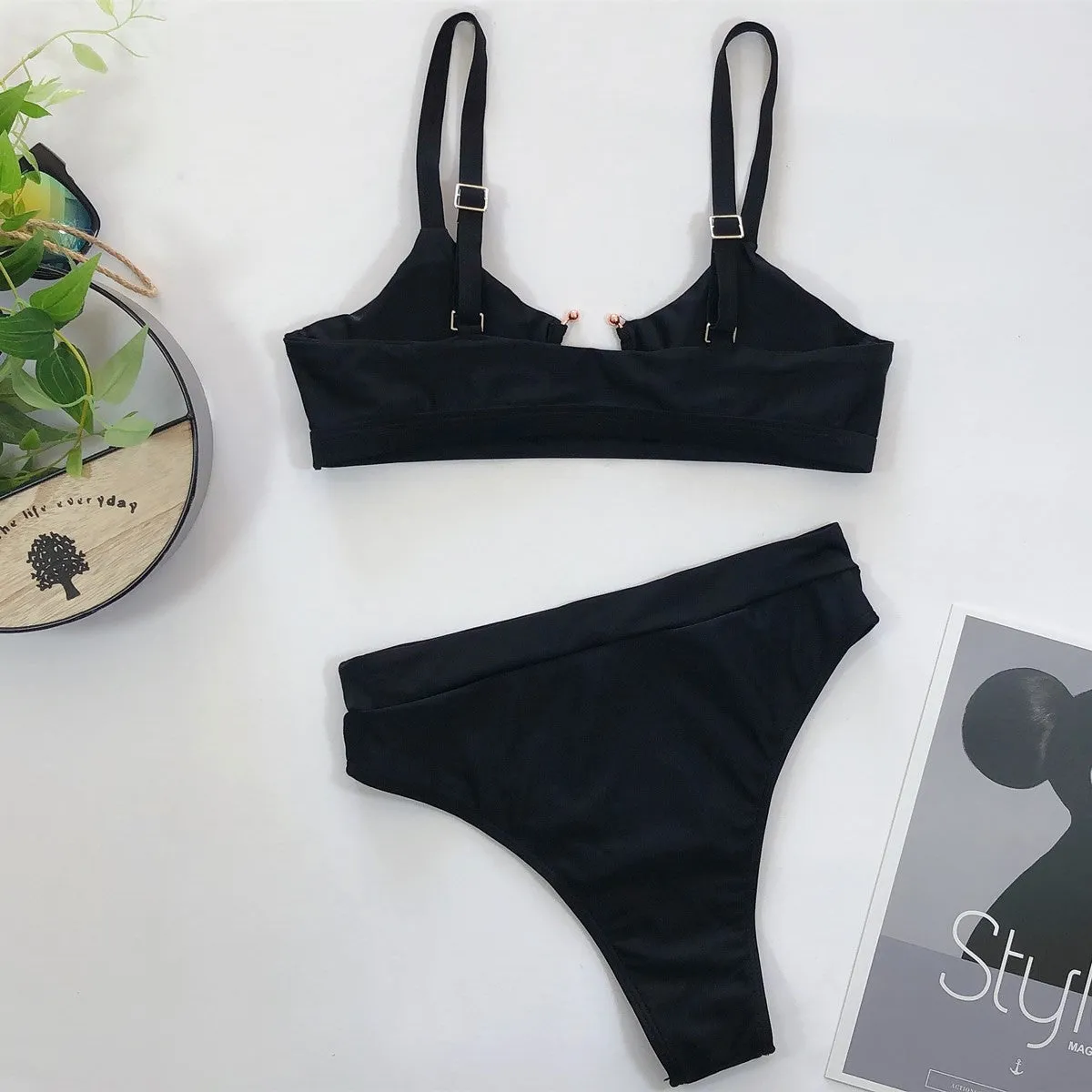 Hot Animal Print High Rise Triangle Bikinis