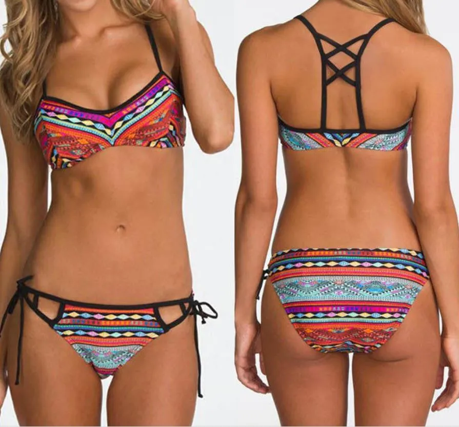 HOT COLORFUL GEOMETRIC FLOWER BIKINIS