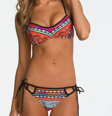 HOT COLORFUL GEOMETRIC FLOWER BIKINIS