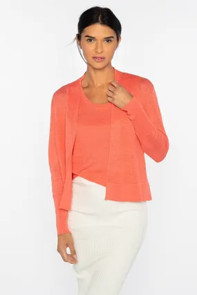 KINROSS CASHMERE - OPEN FRON LINEN CARDIGAN