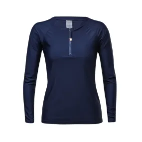 Ladies Navy 1/2 Zip LS Rash Top