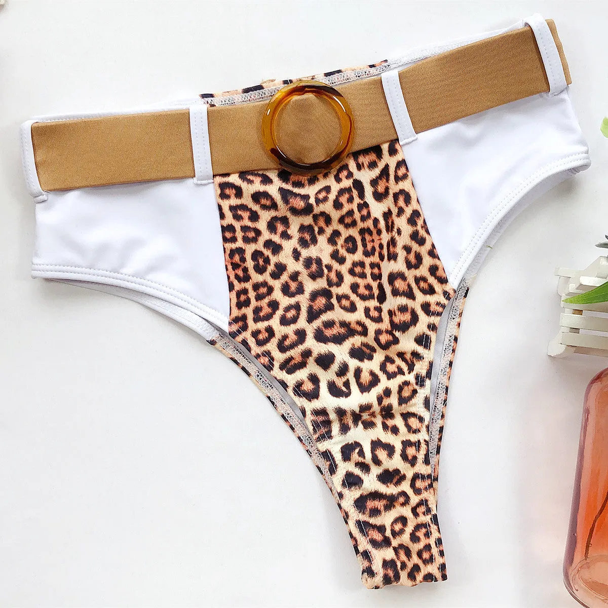 Leopard Print Bandeau High Waist Bikini