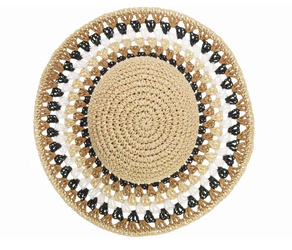 Linen and White Brim Floppy Sun Hat