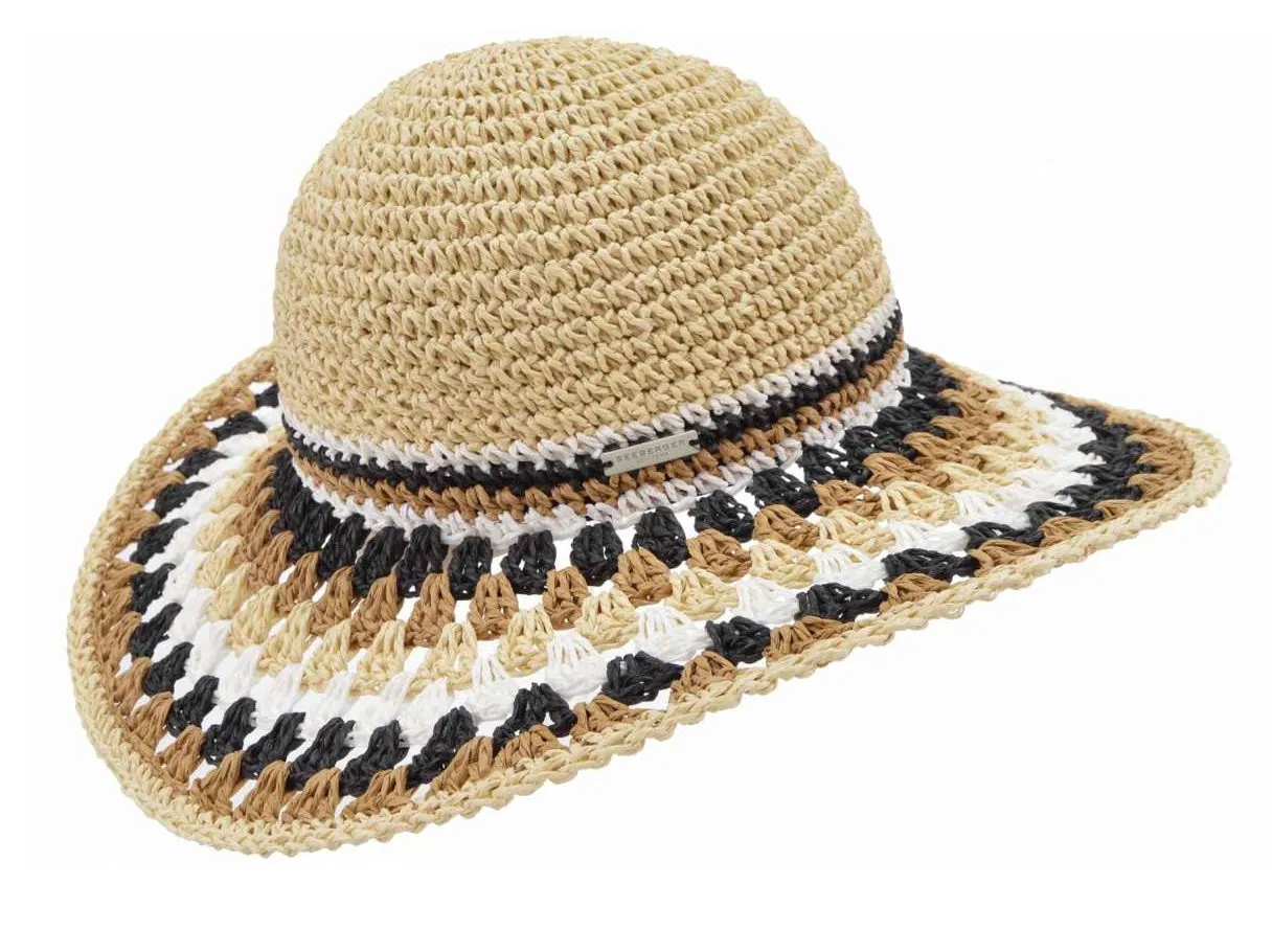 Linen and White Brim Floppy Sun Hat