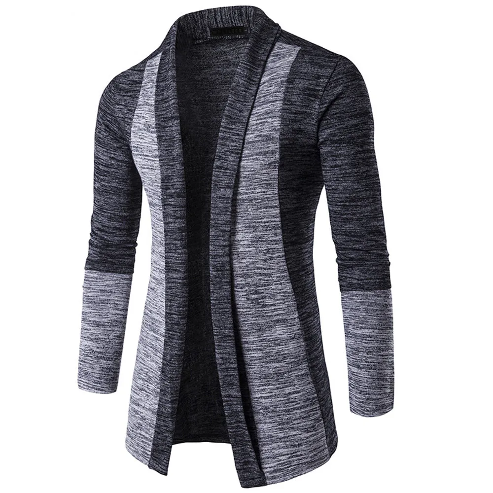 Mens Open Front Two Tone Cardigan