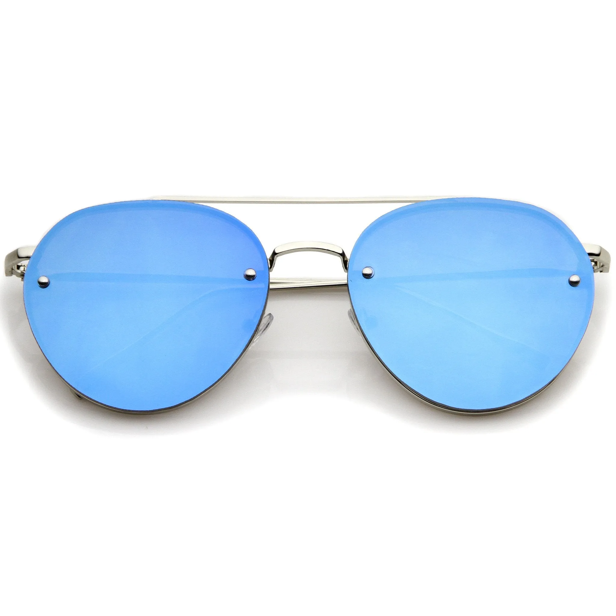 Modern Rimless Mirrored Flat Lens Aviator Sunglasses A823