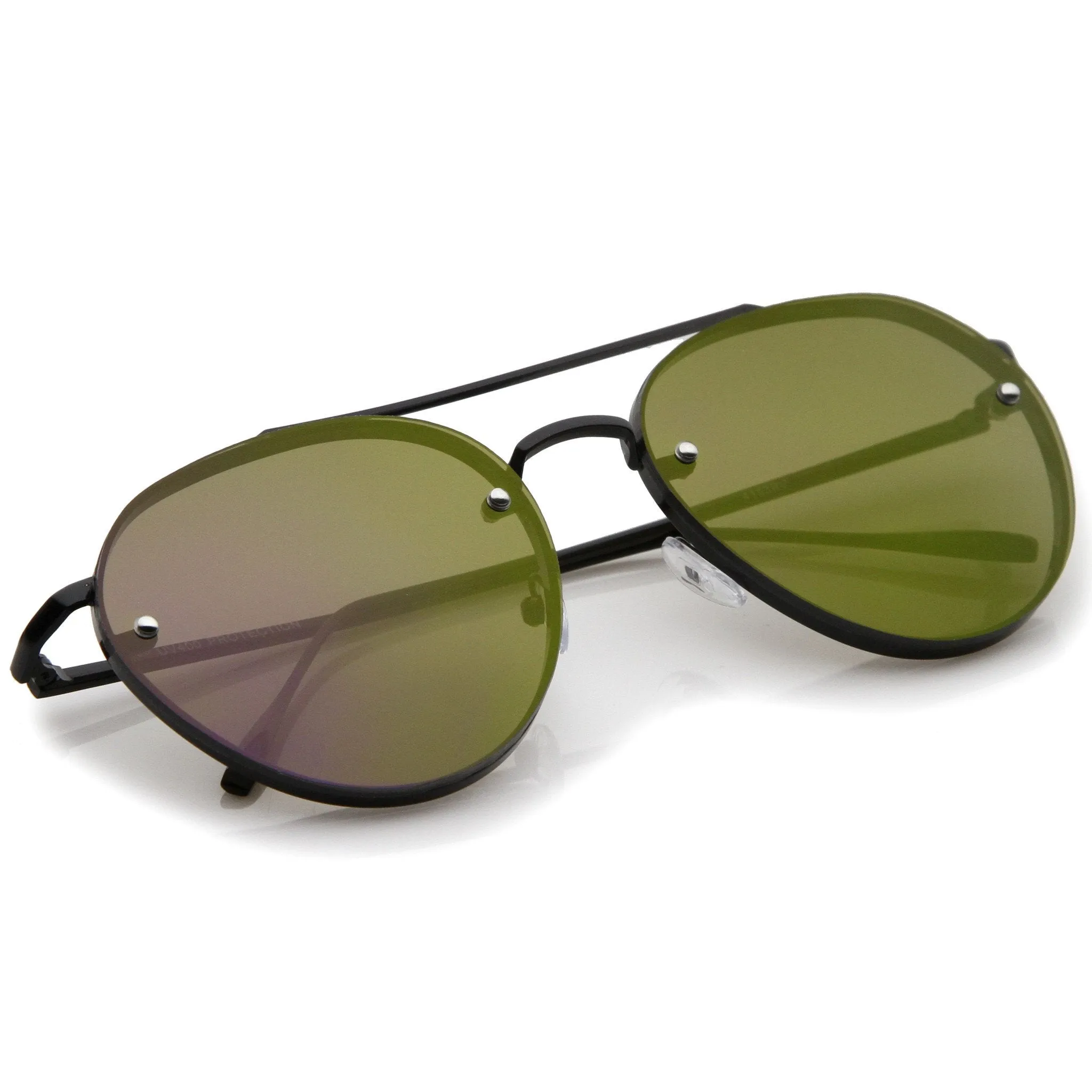 Modern Rimless Mirrored Flat Lens Aviator Sunglasses A823