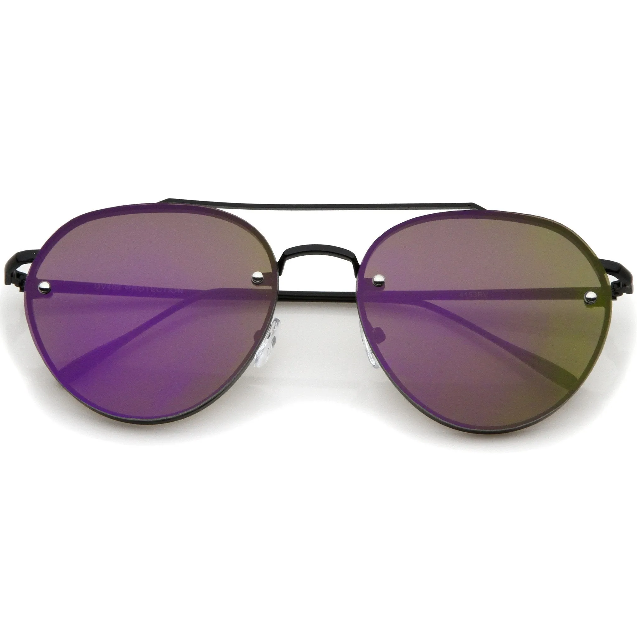 Modern Rimless Mirrored Flat Lens Aviator Sunglasses A823