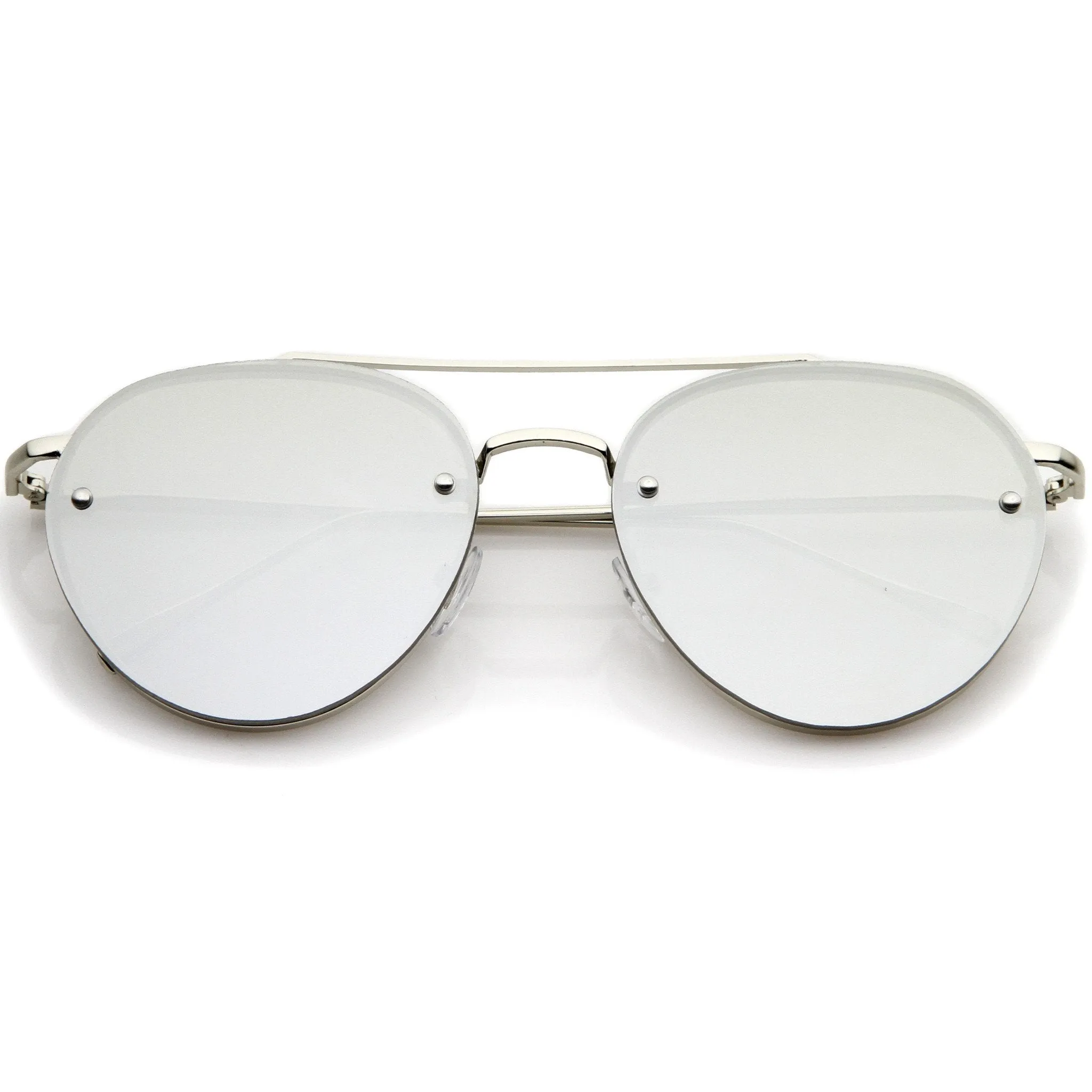 Modern Rimless Mirrored Flat Lens Aviator Sunglasses A823