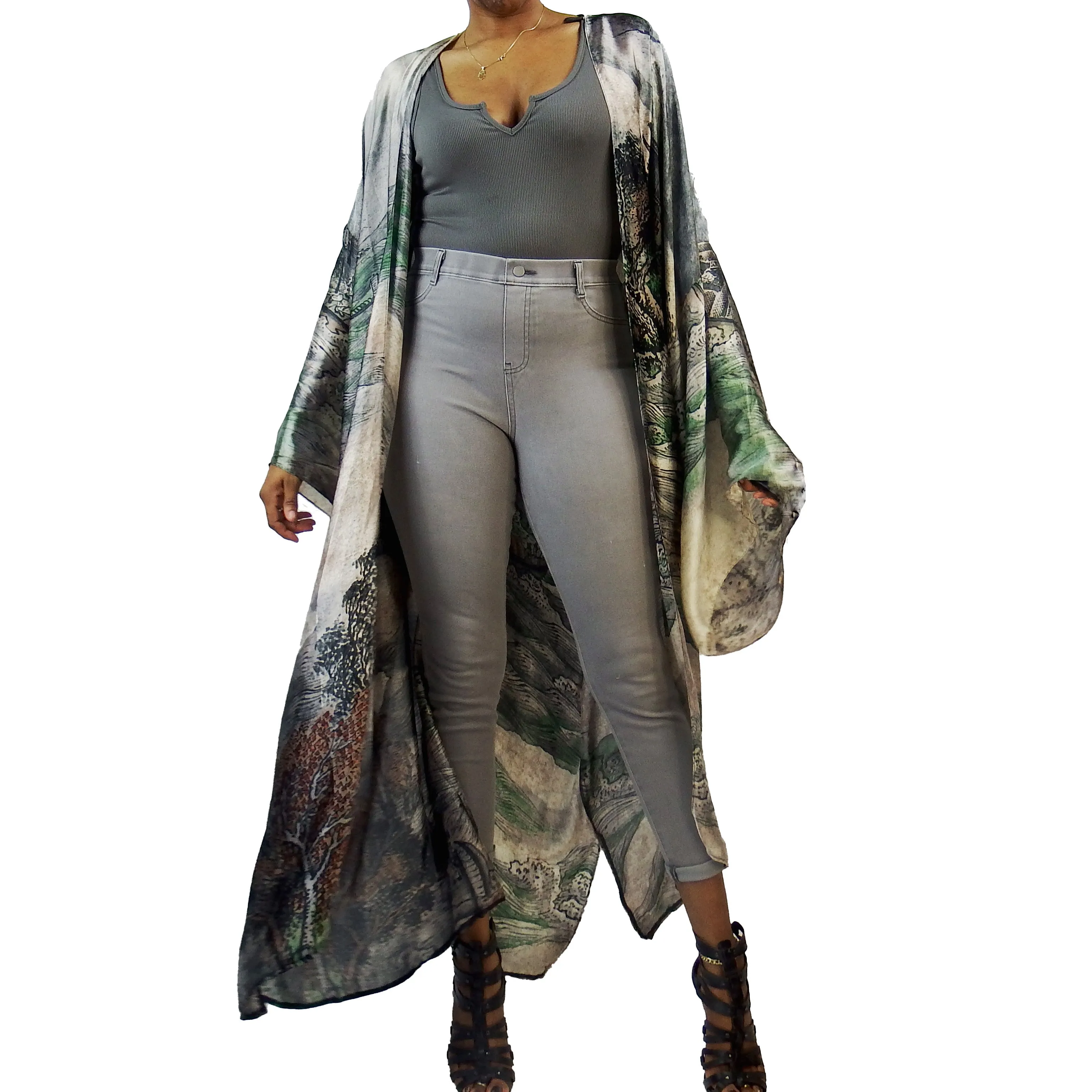 Mountains Majesty | Kimono Duster (Open Front) | Floor Length Long Robe