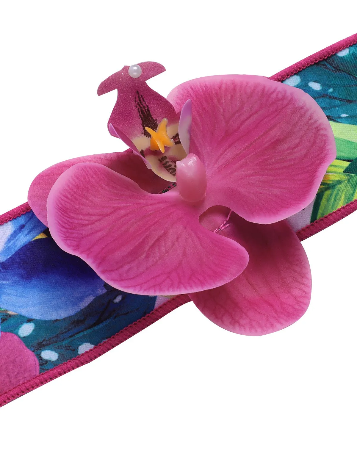 Multicolor 1950s Halter Artificial Flowers Swimsuit
